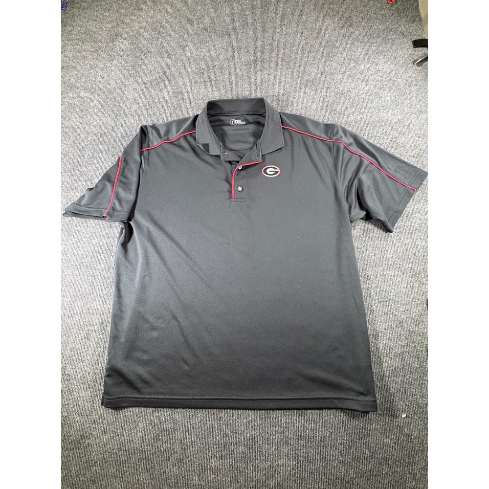 PGA Tour Georgia‎ Bulldogs Polo Shirt Mens XXL Black Red Performance Golf NCAA